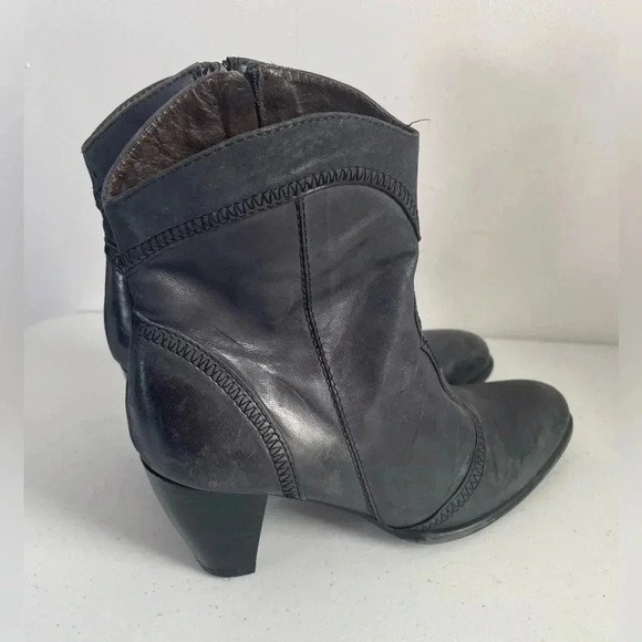 Sesto Meucci Sleek Western Zip Style Charcoal Weave Granny Ankle boots Booties 6 - Picture 3 of 12